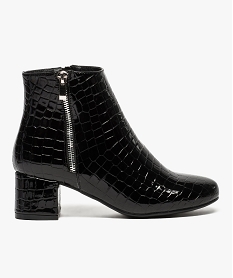 GEMO Boots à talon aspect python avec zip décoratif Noir