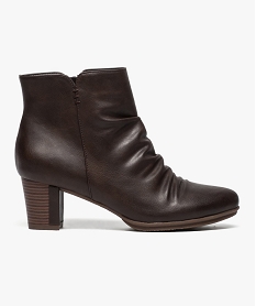 GEMO Bottines plissées à talon fantaisie marron standard