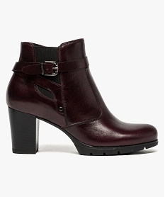 GEMO Boots femme dessus cuir avec bride à boucle métallique violet standard