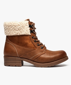 GEMO Bottines lacées à col et doublure Brun