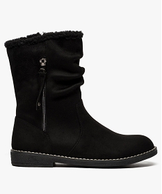 GEMO Mi-botte avec fourrure imitation en suédine à zip décoratif Noir