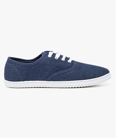 GEMO Baskets femme en toile à semelle fine et fermeture lacets bleu standard