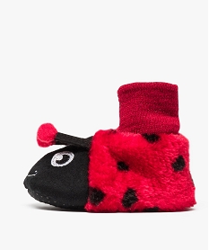 chaussons bebe peluche fantaisie forme coccinelle rouge7699001_3