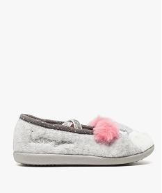 GEMO Chaussons fille ballerines à tête dours et oreilles pompons Gris