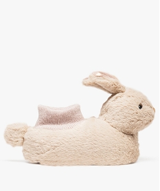 chaussons tige facon chaussette et tete forme de lapin en relief beige7701101_1