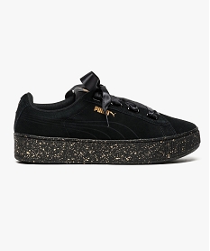 GEMO Baskets à plateforme en cuir - Puma Vikky Platform Ribbon Noir