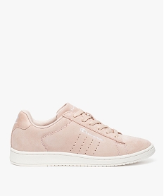 GEMO Tennis femme dessus en cuir suédé à lacets - Champion rose standard