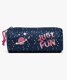 trousse ronde bicolore motifs galaxie bleu7727301_1