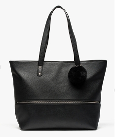 sac shopping texture a pompon noir7734301_1