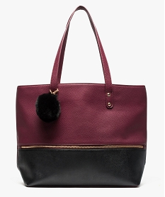 sac shopping texture a pompon rouge7734401_1