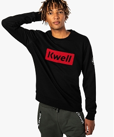 sweat homme en molleton avec broderie bouclette - kwell by soprano noir7743301_1