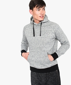 GEMO Sweat homme à capuche surpiqué aux épaules Gris