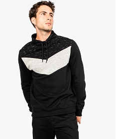 sweat a col chale avec motifs chevrons noir7744001_1