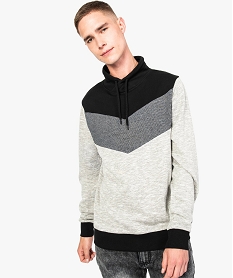 sweat a col chale avec motifs chevrons gris7744101_1