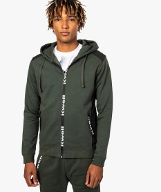 GEMO Sweat homme zippé avec empiècements épaules - Kwell by Soprano Vert