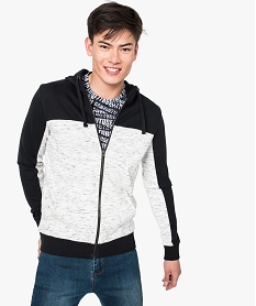 GEMO Sweat bicolore zippé à capuche blanc standard