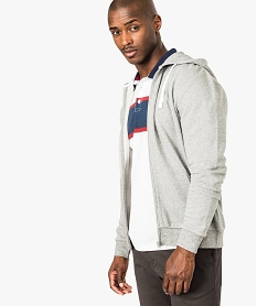 GEMO Sweat homme zippé uni à capuche Gris