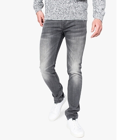 GEMO Jean slim effet usé Gris