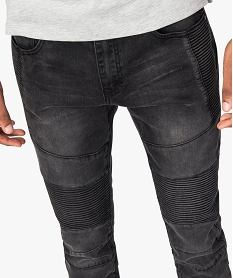pantalon slim pour homme avec empiecements textures sur lavant gris jeans7747801_2