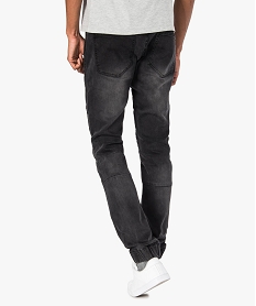 pantalon slim pour homme avec empiecements textures sur lavant gris jeans7747801_3