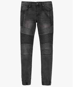 pantalon slim pour homme avec empiecements textures sur lavant gris jeans7747801_4