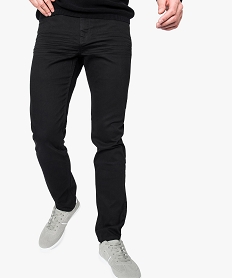 GEMO Pantalon homme 5 poches straight en toile extensible Noir