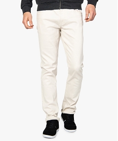 pantalon homme 5 poches straight en toile extensible beige7748401_1