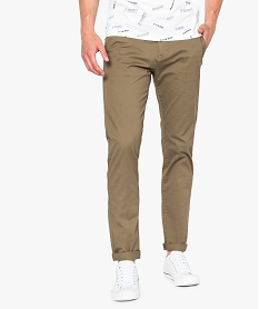 GEMO Pantalon homme chino coupe slim Brun