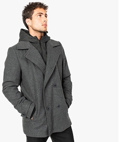 GEMO Manteau à capuche pour homme Gris