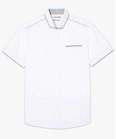 chemise a manches courtes a liseres gris contrastants blanc chemise manches courtes7750701_4