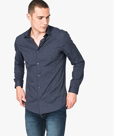 GEMO Chemise homme regular fit à fines rayures - repassage facile Bleu