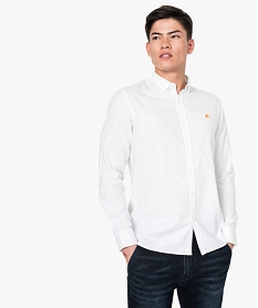 chemise legere avec motif brode blanc chemise manches longues7751701_1