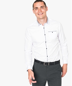 chemise coupe slim avec liseres a motifs blanc chemise manches longues7751901_1