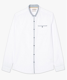 chemise coupe slim avec liseres a motifs blanc chemise manches longues7751901_4