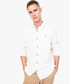 chemise unie en coton leger beige7752101_1