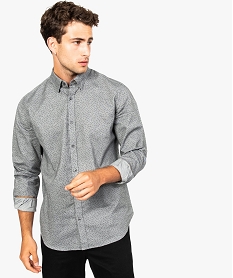 chemise slim grise a fins motifs imprime7752401_1