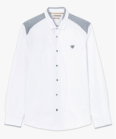 chemise manches longues a empiecements gris blanc7753101_4