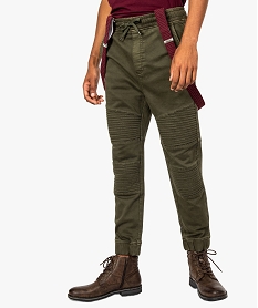 GEMO Pantalon baggy pour homme avec surpiqûres sur les genoux kaki standard