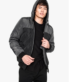 blouson bicolore a capuche noir7754801_1