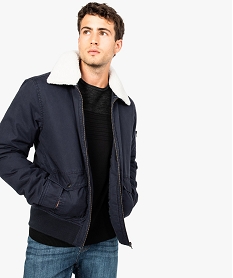 veste aviateur en coton avec col bleu7755901_1