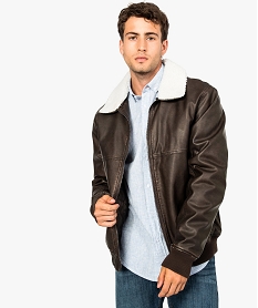 veste aviateur avec col effet mouton brun7756501_1