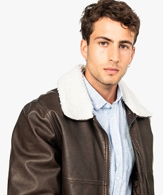veste aviateur avec col effet mouton brun manteaux et blousons7756501_2