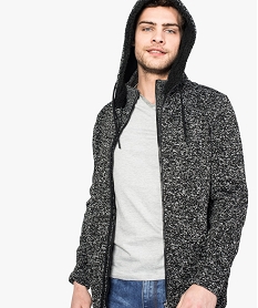 GEMO Gilet homme maille polaire avec capuche Noir