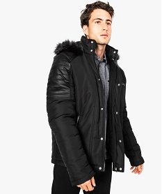 manteau a capuche col  matelasse aux epaules noir7758501_1