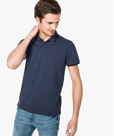 GEMO Polo homme à manches courtes avec rayures contrastantes bleu chine