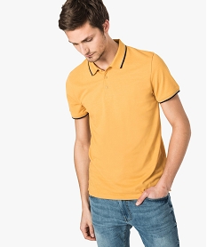 polo homme a manches courtes avec rayures contrastantes jaune polos7759501_1