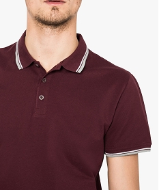 polo homme a manches courtes avec rayures contrastantes rouge7759601_2