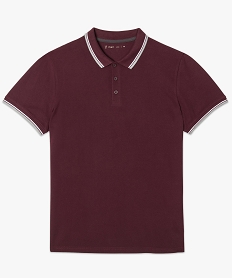 polo homme a manches courtes avec rayures contrastantes rouge polos7759601_4