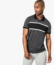 GEMO Polo avec bandes bicolores et finitions contrastantes Gris