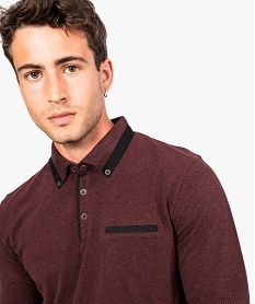 tee-shirt a col chemise et coudieres rouge7762201_2